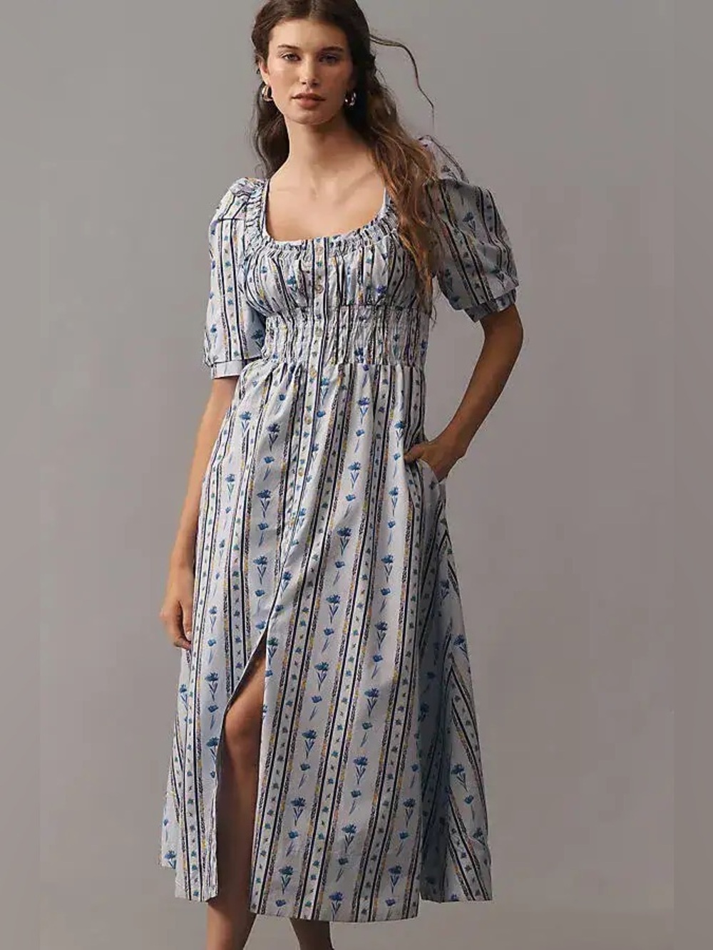 NWT Anthropologie Short-Sleeve High Low Midi Dress